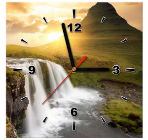 Obraz s hodinami Islandská země Rozměry: 100 x 40 cm