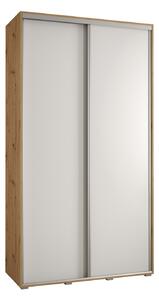 Šatní skříň YVONA 1 - 130/45 cm, dub artisan / bílá / stříbrná