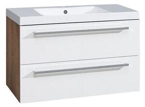 EBS Pure Skříňka s umyvadlem 101 cm, bílá/dub Ribbeck 1 set
