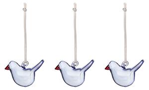 Skleněné ozdoby ptáčci oiva toikka iittala modré 3 ks