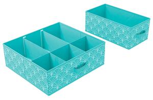LIVARNO home Úložný box (tyrkysová, úložný box se šuplíky, 2 kusy) (100330979006)