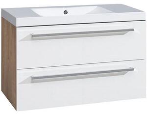 EBS Pure Skříňka s umyvadlem 101 cm, bílá/dub 1 set