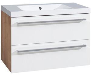 EBS Pure skříňka s umyvadlem 81 cm bílá/dub 1 set