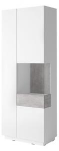 Elegantní vitrína SHADI pravá, bílá/beton
