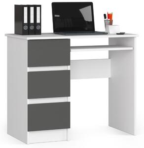 Ak furniture Psací stůl A-6 90 cm bílý/grafitově šedý levý