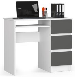 Ak furniture Psací stůl A-6 90 cm bílý/grafitově šedý pravý