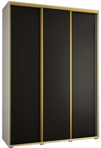Šatní skříň YVONA 1 - 170/45 cm, bílá / černá / zlatá