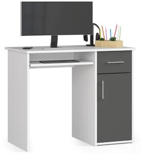 Ak furniture Volně stojící psací stůl Pin 90 cm bílý/grafitově šedý
