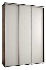 Šatní skříň YVONA 1 - 170/45 cm, černá / bílá / stříbrná