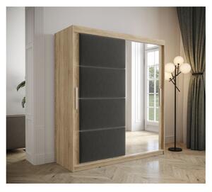 Šatní skříň s posuvnými dveřmi 180 cm TALIA - dub sonoma / šedá