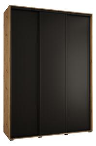Šatní skříň YVONA 1 - 170/45 cm, dub artisan / černá / černá