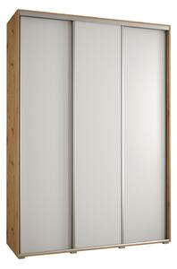 Šatní skříň YVONA 1 - 170/45 cm, dub artisan / bílá / stříbrná