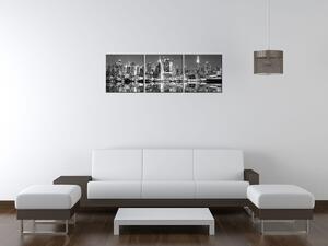 Obraz s hodinami Noční Manhattan - 3 dílný Rozměry: 90 x 30 cm
