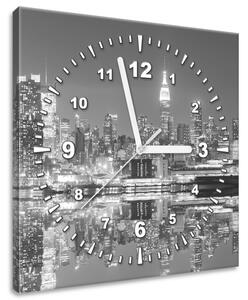 Obraz s hodinami Noční Manhattan Rozměry: 30 x 30 cm