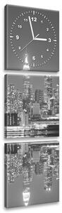 Obraz s hodinami Noční Manhattan - 3 dílný Rozměry: 30 x 90 cm