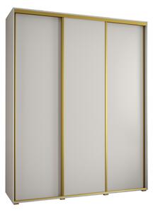 Šatní skříň YVONA 1 - 190/45 cm, bílá / zlatá