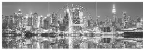 Obraz s hodinami Noční Manhattan - 3 dílný Rozměry: 80 x 40 cm