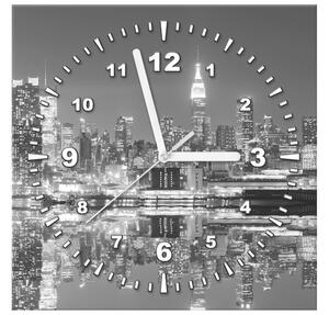 Obraz s hodinami Noční Manhattan Rozměry: 30 x 30 cm