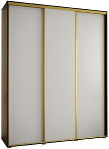 Šatní skříň YVONA 1 - 190/45 cm, černá / bílá / zlatá