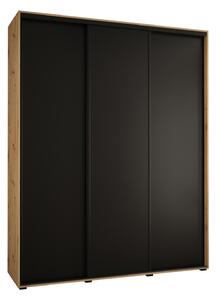 Šatní skříň YVONA 1 - 190/45 cm, dub artisan / černá / černá