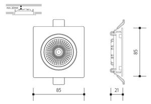 LED Podhledové svítidlo LED/6W/230V 3000K 8,5x8,5 cm černá