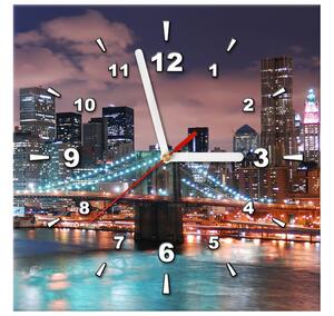 Obraz s hodinami Panorama Manhattanu Rozměry: 30 x 30 cm