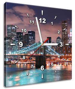 Obraz s hodinami Panorama Manhattanu Rozměry: 100 x 40 cm