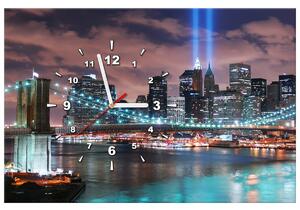 Obraz s hodinami Panorama Manhattanu Rozměry: 100 x 40 cm
