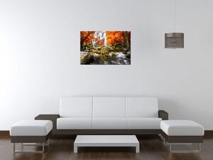Obraz s hodinami Podzimní vodopád Rozměry: 60 x 40 cm
