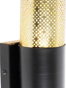 Industriální nástěnné svítidlo černé se zlatem 11,5 cm - Raspi