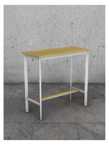 Barový stůl bílý A10, masiv dub přírodní, 110 x 51 cm