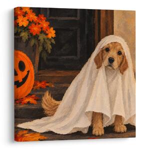 Obraz halloweenský pejsek pod prostěradlem