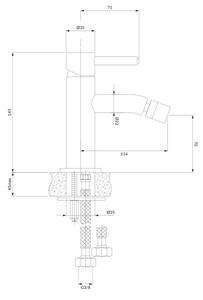 OMNIRES Y1220GLB - Bidetová baterie Y 14,5 cm broušená zlatá