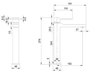 OMNIRES SL7712GR - Umyvadlová baterie SLIDE 27,8 cm kartáčovaný grafit