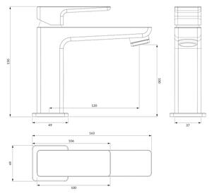 OMNIRES PM7410BL - Umyvadlová baterie PARMA 15 cm matná černá