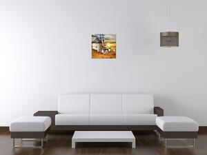 Obraz s hodinami Větrné mlýny ve Španělsku Rozměry: 30 x 30 cm