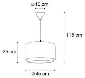 Moderní závěsná lampa se stínidlem černá/bílá 45/25 - Duo