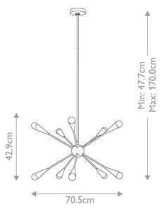 Feiss FE-JAX10-MB - LED Lustr na tyči JAX 10xG9/3W/230V černá/zlatá