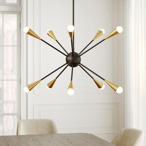 Feiss FE-JAX10-MB - LED Lustr na tyči JAX 10xG9/3W/230V černá/zlatá