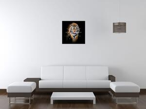 Obraz s hodinami Silný tygr Rozměry: 40 x 40 cm