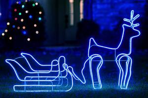 LED Vánoční dekorace Sob se saněmi – modrá, LED Neon Flex, IP44