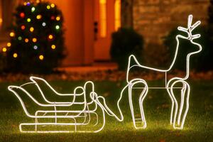 LED Vánoční dekorace Sob se saněmi – teplá bílá, LED Neon Flex, IP44