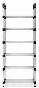 Botník, 6 pater, kov/plast, 116x58x25 cm, chrom/černá, Dekorino BB20260056