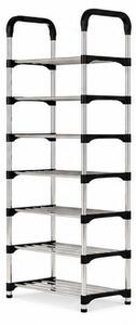 Botník, 8 pater, kov/plast, 150x58x25 cm, chrom/černá, Dekorino BB20260058