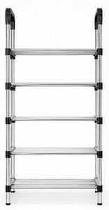 Botník, 5 pater, kov/plast, 99x58x25 cm, chrom/černá, Dekorino BB20260055