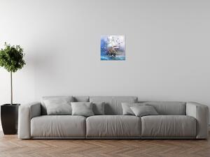 Obraz s hodinami Plachetnice na rozbouřeném moři Rozměry: 30 x 30 cm