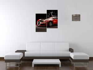 Obraz s hodinami Červené Bugatti Veyron - 2 dílný Rozměry: 60 x 60 cm