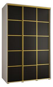 Šatní skříň YVONA 4 - 150/60 cm, bílá / černá / zlatá