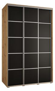 Šatní skříň YVONA 4 - 150/60 cm, dub artisan / černá / stříbrná