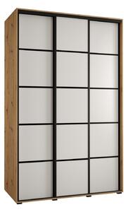 Šatní skříň YVONA 4 - 150/60 cm, dub artisan / bílá / černá